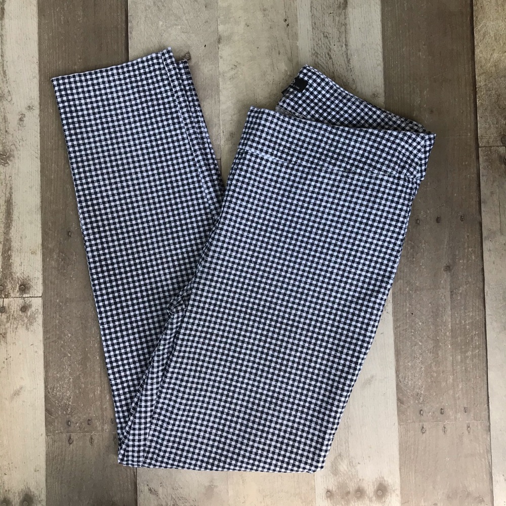 Black & White Checkered Pull-on Skinny Ankle Pant